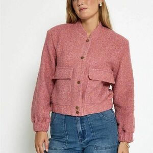 Peppercorn Stylish Pink Bomber Jacket for Women (European / Irish Wool)